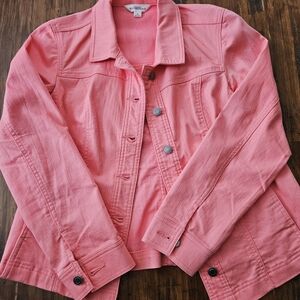 Northern Reflections Coral Denim Jacket Size Medium Petite